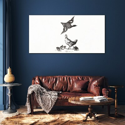 Glasbild Die Vogelwelt in Schwarz-Weiß