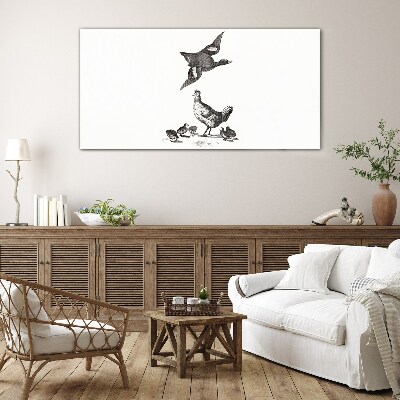 Glasbild Die Vogelwelt in Schwarz-Weiß