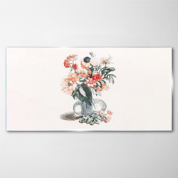 Glasbild Blumenstrauß in einer Vase