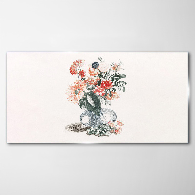 Glasbild Blumenstrauß in einer Vase