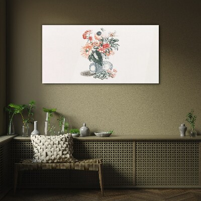 Glasbild Blumenstrauß in einer Vase