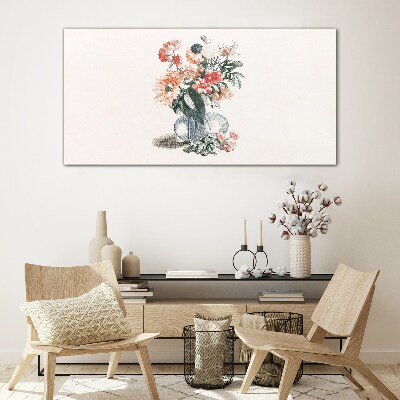 Glasbild Blumenstrauß in einer Vase