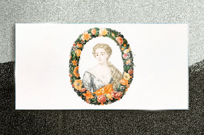 Foto auf glas Portrait im Blumenrahmen