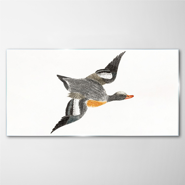 Glasbild Fliegende Gans in den Farben der Natur
