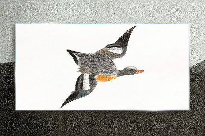 Glasbild Fliegende Gans in den Farben der Natur