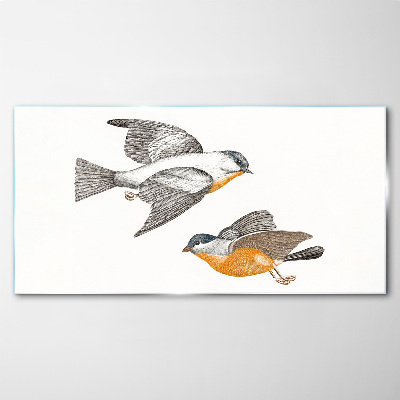 Glasbild Tier-Vogel-Zeichnung