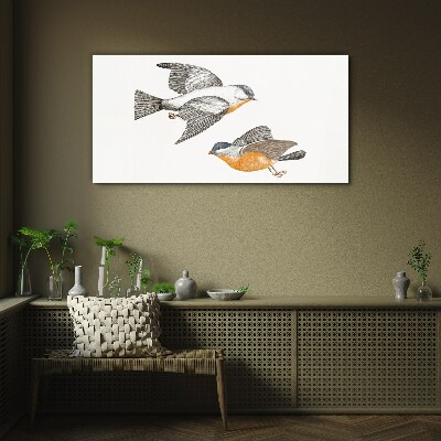 Glasbild Tier-Vogel-Zeichnung