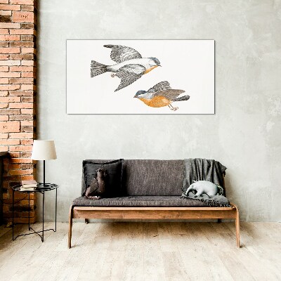 Glasbild Tier-Vogel-Zeichnung