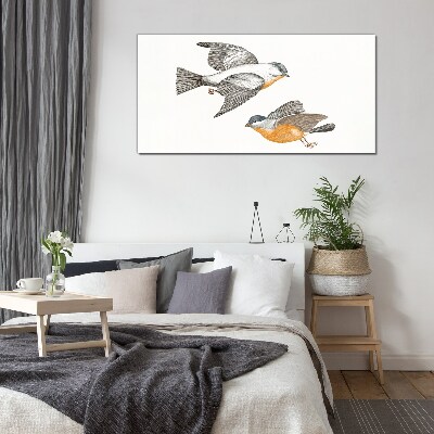 Glasbild Tier-Vogel-Zeichnung