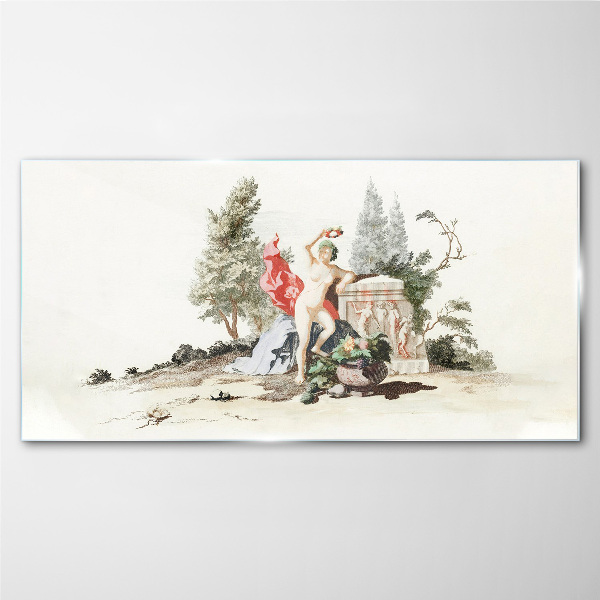 Glasbild Mythologische Szene mit Früchten