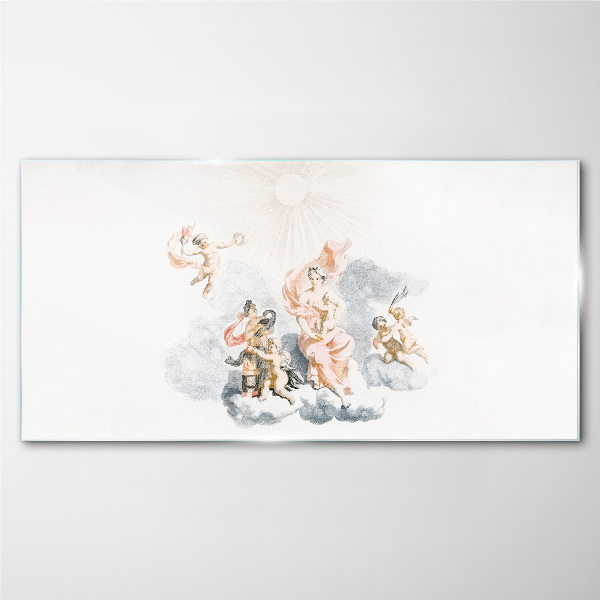 Glasbild Engel in den Wolken