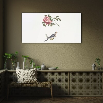 Glasbild Tier-Vogel-Zweig-Blume