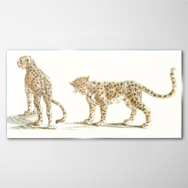Glasbild Leoparden auf Wanderschaft