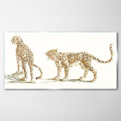 Glasbild Leoparden auf Wanderschaft