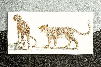Glasbild Leoparden auf Wanderschaft
