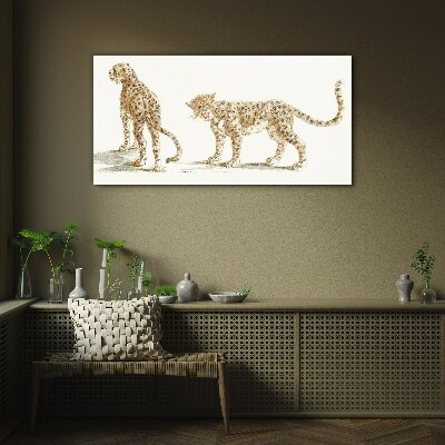 Glasbild Leoparden auf Wanderschaft