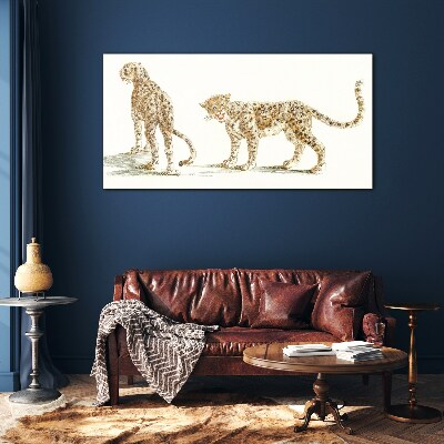 Glasbild Leoparden auf Wanderschaft
