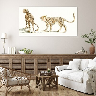 Glasbild Leoparden auf Wanderschaft