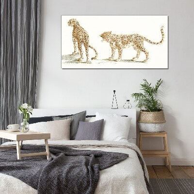 Glasbild Leoparden auf Wanderschaft