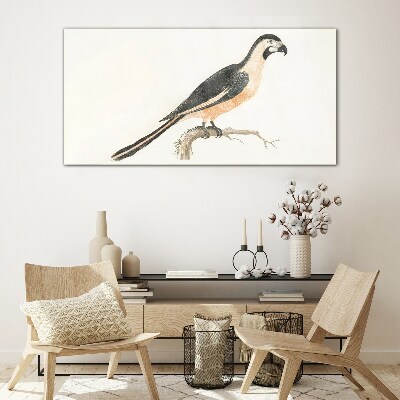Glasbild Vogel auf einem Ast
