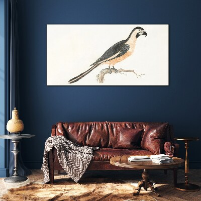 Glasbild Vogel auf einem Ast