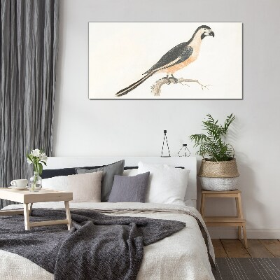 Glasbild Vogel auf einem Ast