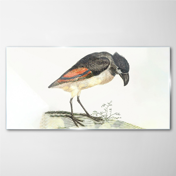 Glasbild Ein Vogel vor einem natürlichen Hintergrund
