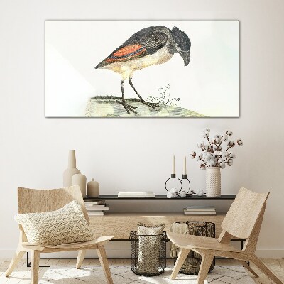 Glasbild Ein Vogel vor einem natürlichen Hintergrund