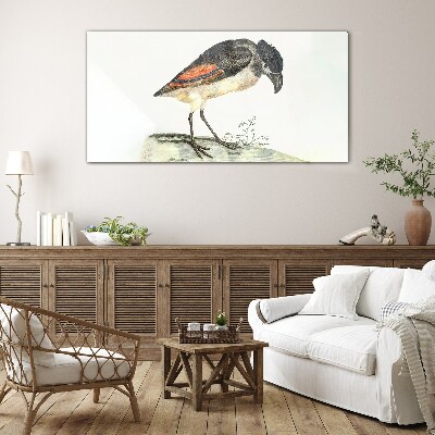 Glasbild Ein Vogel vor einem natürlichen Hintergrund