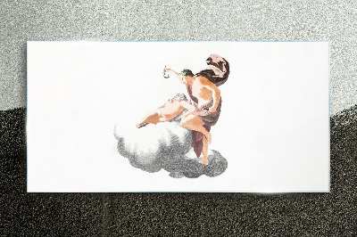 Glasbild Engel auf einer Wolke