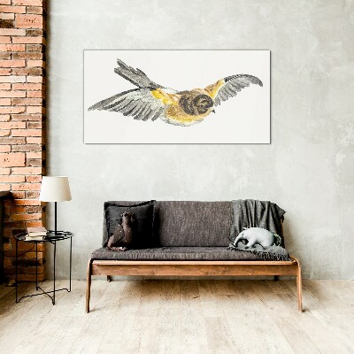 Glasbild Tier-Vogel-Zeichnung