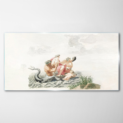 Glasbild Mythische Szene auf dem Wasser