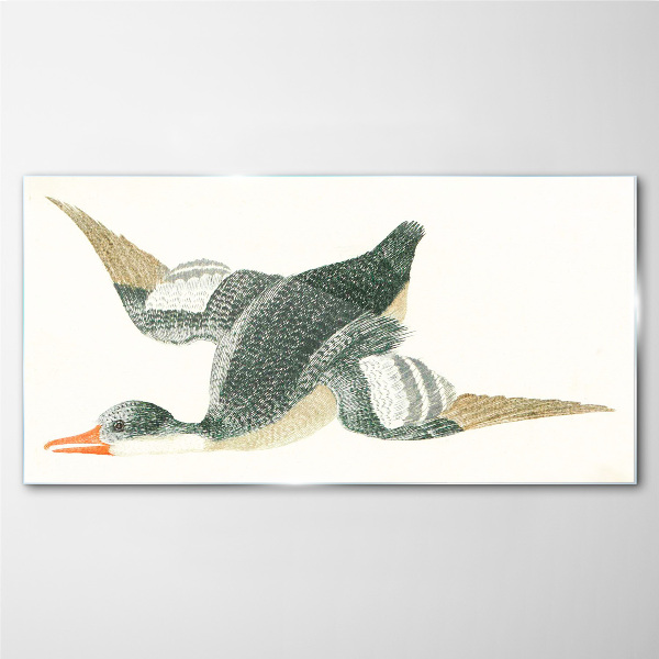 Glasbild Fliegender Vogel in Pastellfarben