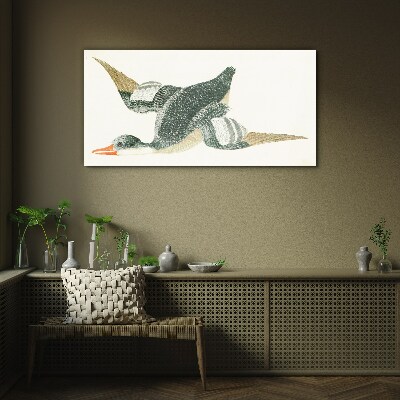 Glasbild Fliegender Vogel in Pastellfarben