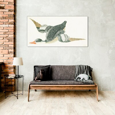 Glasbild Fliegender Vogel in Pastellfarben