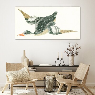 Glasbild Fliegender Vogel in Pastellfarben