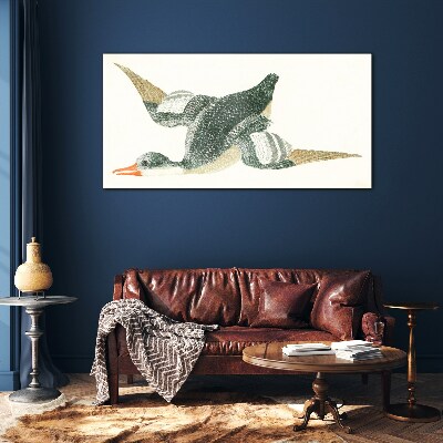 Glasbild Fliegender Vogel in Pastellfarben