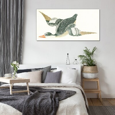 Glasbild Fliegender Vogel in Pastellfarben