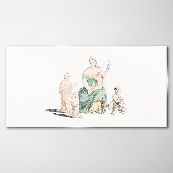 Glasbild Familie in Pastelltönen