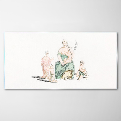 Glasbild Familie in Pastelltönen