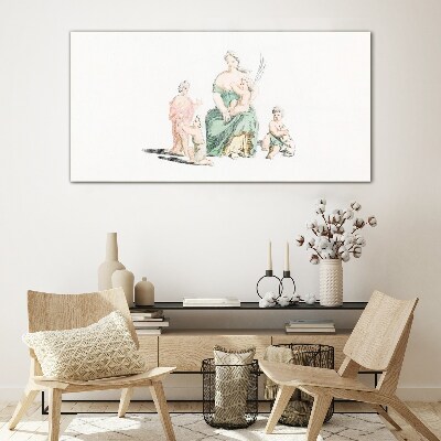 Glasbild Familie in Pastelltönen