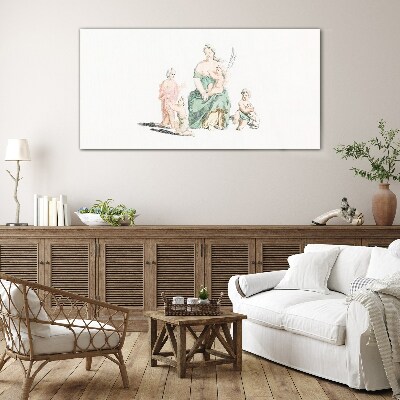 Glasbild Familie in Pastelltönen