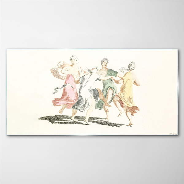 Glasbild Tanzende Figuren in Pastellfarben