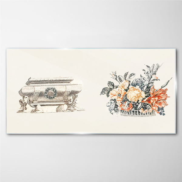 Bild auf glas Stillleben mit Vase und Blumen