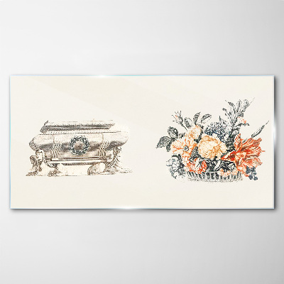 Bild auf glas Stillleben mit Vase und Blumen