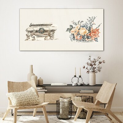 Bild auf glas Stillleben mit Vase und Blumen