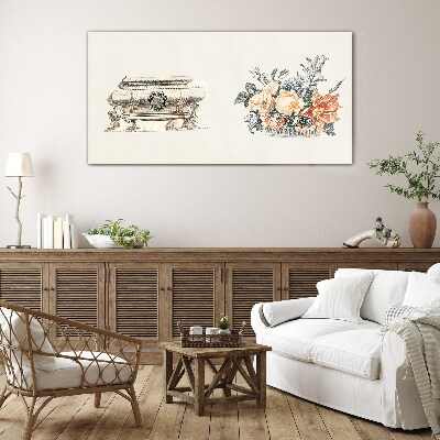 Bild auf glas Stillleben mit Vase und Blumen