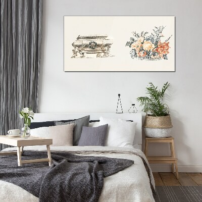 Bild auf glas Stillleben mit Vase und Blumen