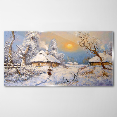 Glasbild Ländliche Winterlandschaft
