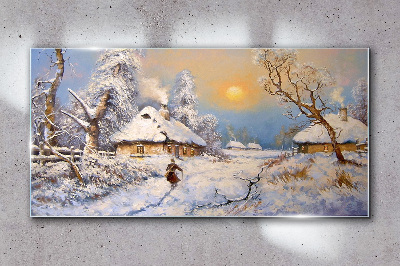 Glasbild Ländliche Winterlandschaft